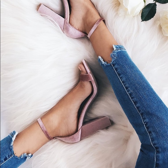 LULUS • Taylor Mauve Velvet Ankle Strap Heels - Picture 3 of 11
